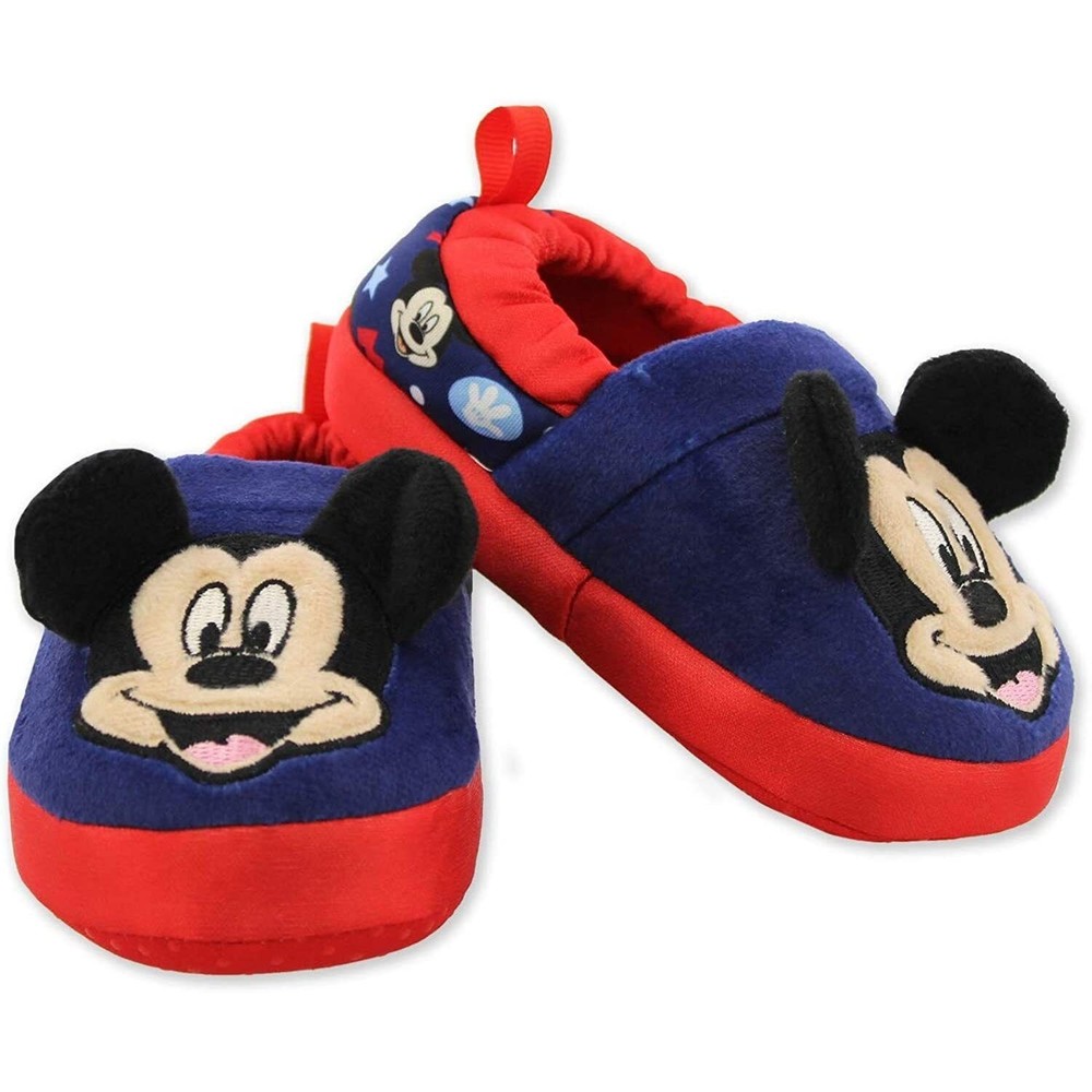 NEW Mickey Mouse Toddler Boys Slippers Blue Red Size 11-12